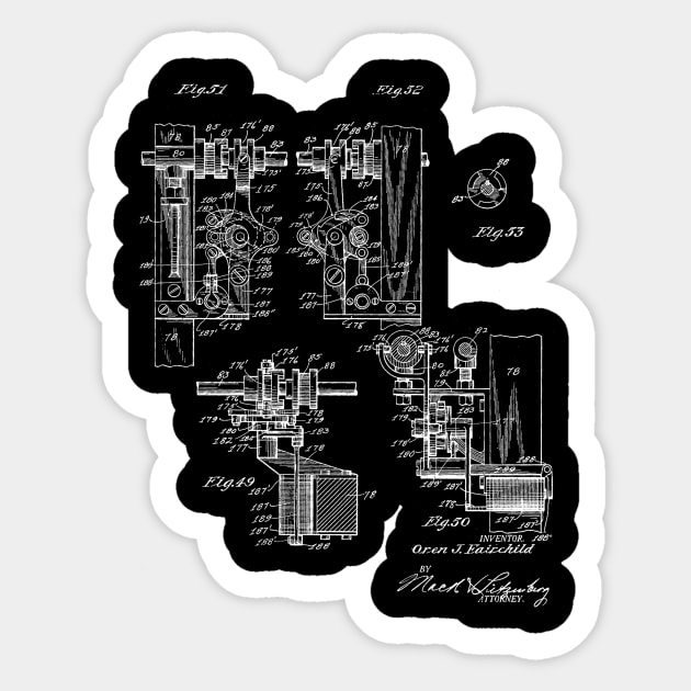 Automatic Bowling Machine Vintage Patent Drawing Sticker by TheYoungDesigns